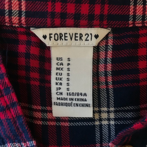 FOREVER 21 - plaid cropped top button up - Picture 4 of 4
